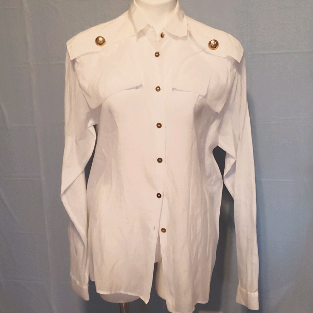 Emilio Pucci size 10 Big Pocket Blouse Semi-Sheer